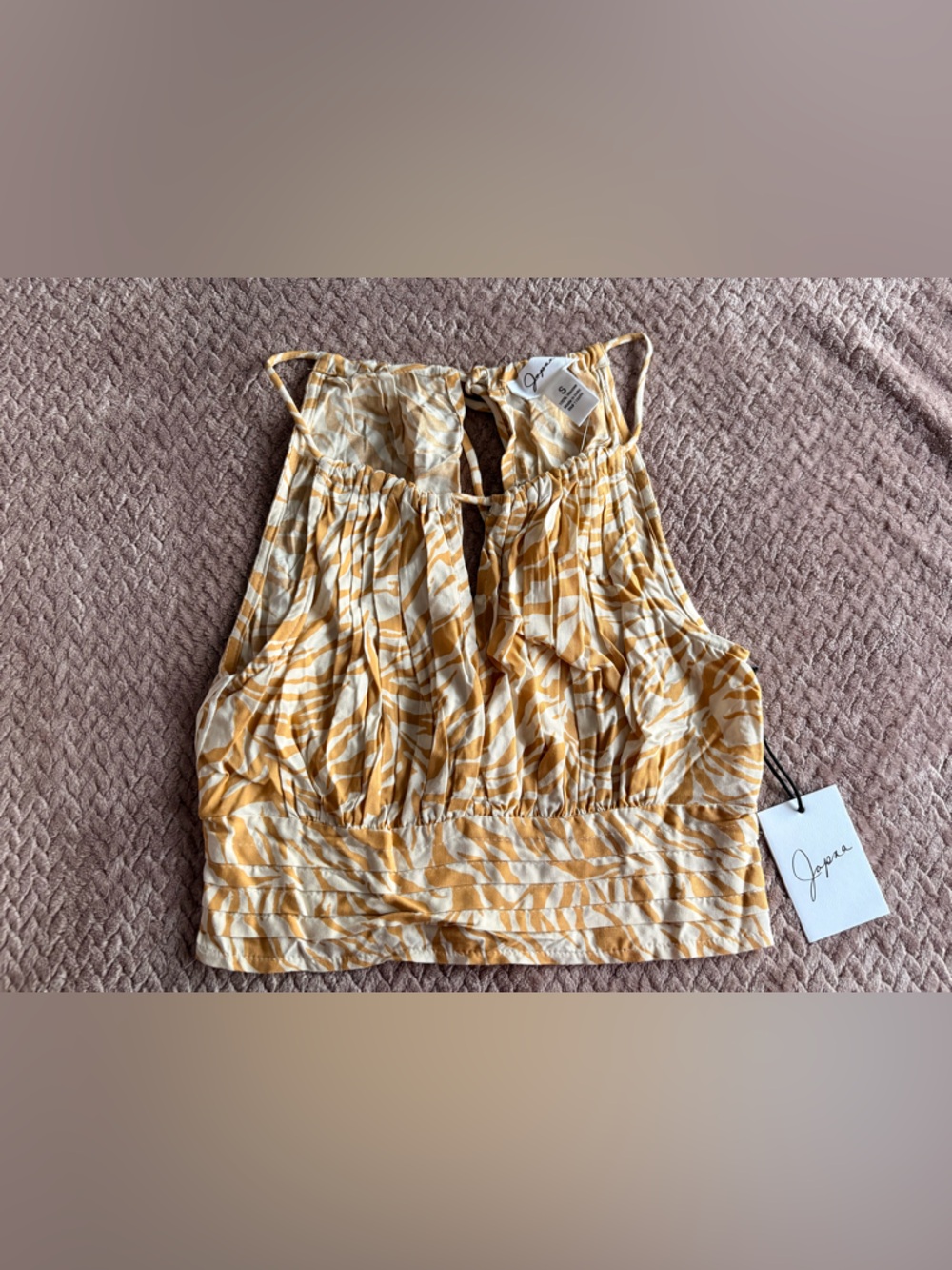 Japna Yellow & White Zebra Print Midriff Top
